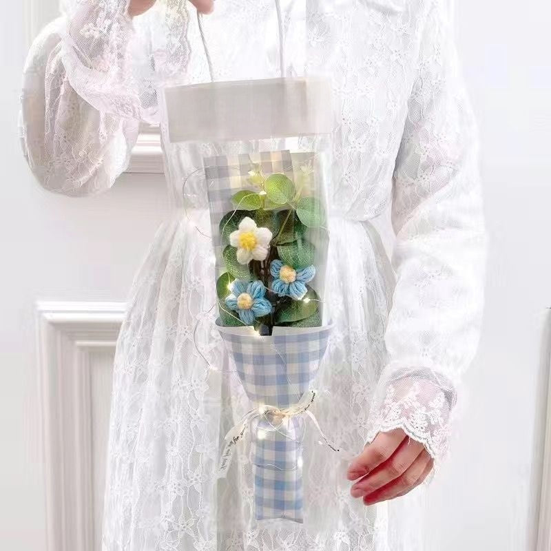 Hand-knitted wool crocheted bouquet